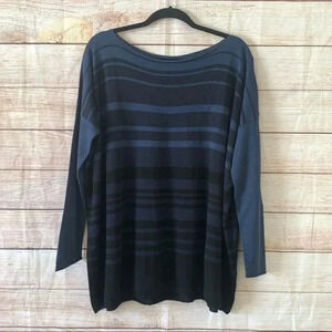 Vince Merino Wool Stripe Drop Shoulder Long Sleeve Sweater Size Medium Boatneck